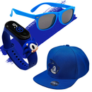 Kit Boné Infantil Óculos e Relógio de Led Digital Personagem Sonic Criança 04 a 12 Anos Barato